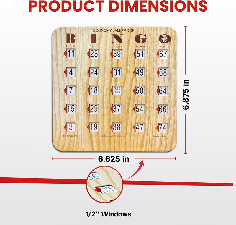Mr Chips Jam-Proof Fingertip Slide Bingo Cards with Sliding Windows 10 Pack in Tan Style - Image 5